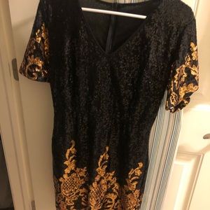 Black and Gold Sequin Dress